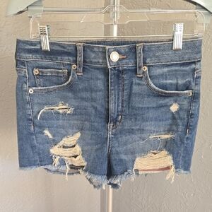 American Eagle Outfitters Blue Mid Rise Denim Shorts Patriotic American Flag